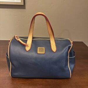 Dooney & Bourke Navy Leather Olivia satchel with Tan Trim